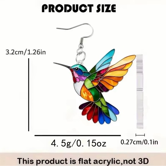 Colorful Hummingbird Dangle Earrings - Picture 6 of 6